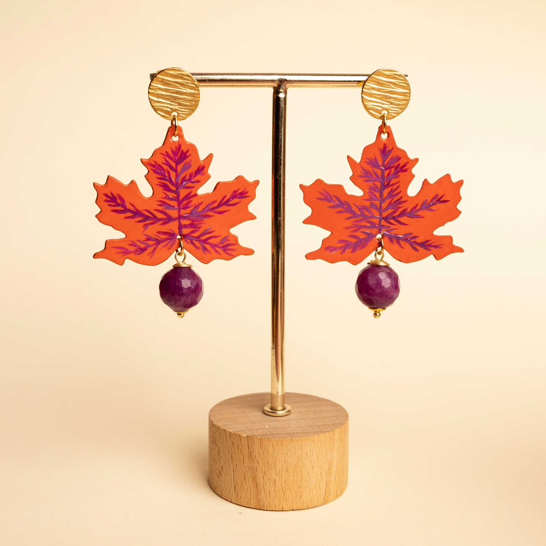 Orecchini Foglia d'Acero  Viola
