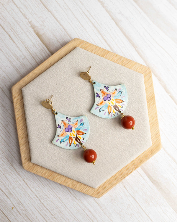 Orecchini Fiori Arabeschi Corallo