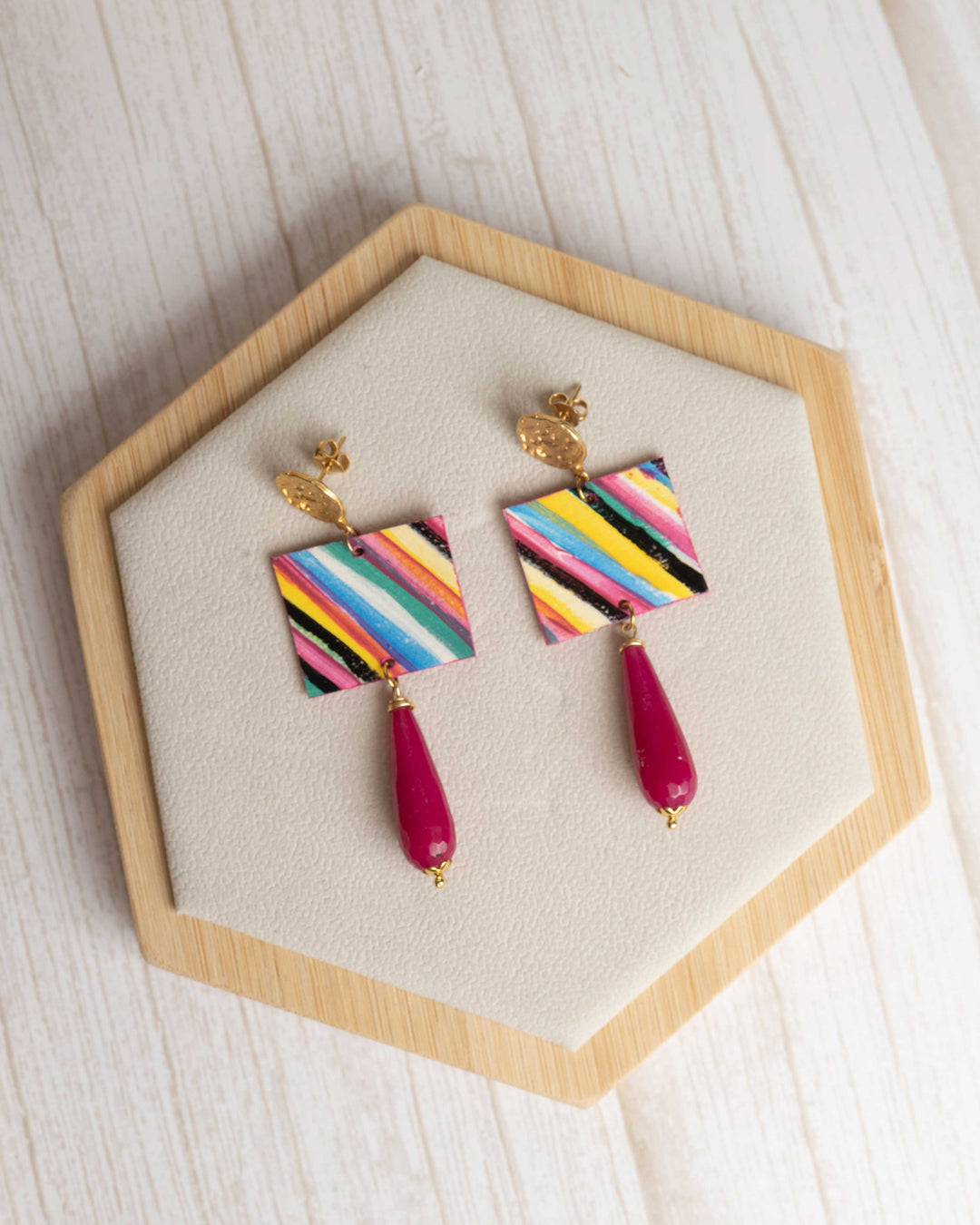 Orecchini Pennellate a Colori   Quadrato