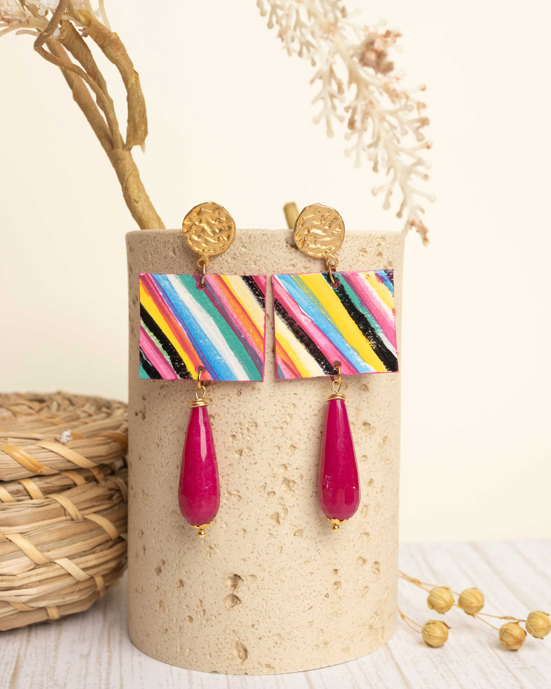 Orecchini Pennellate a Colori   Quadrato