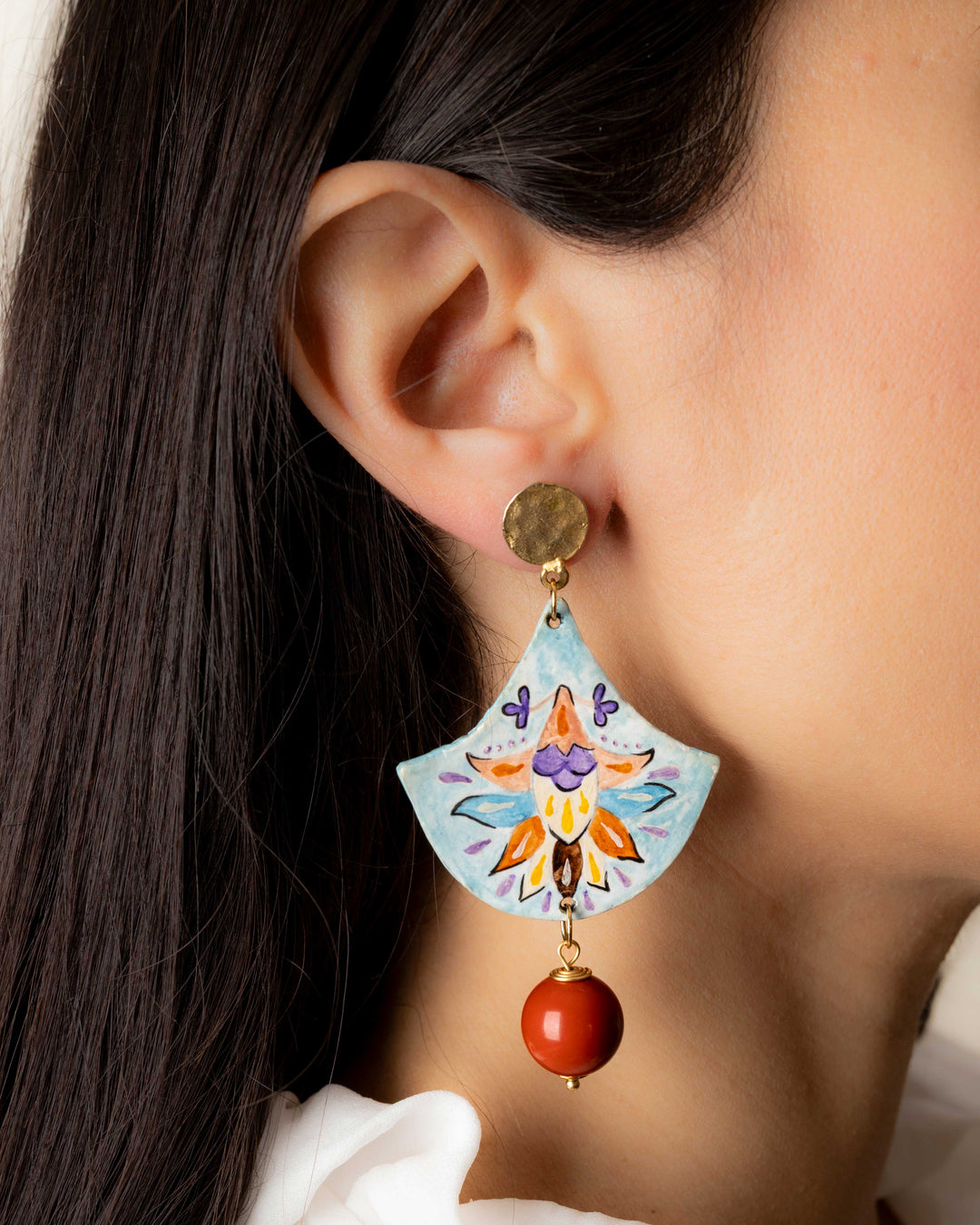 Orecchini Fiori Arabeschi Corallo