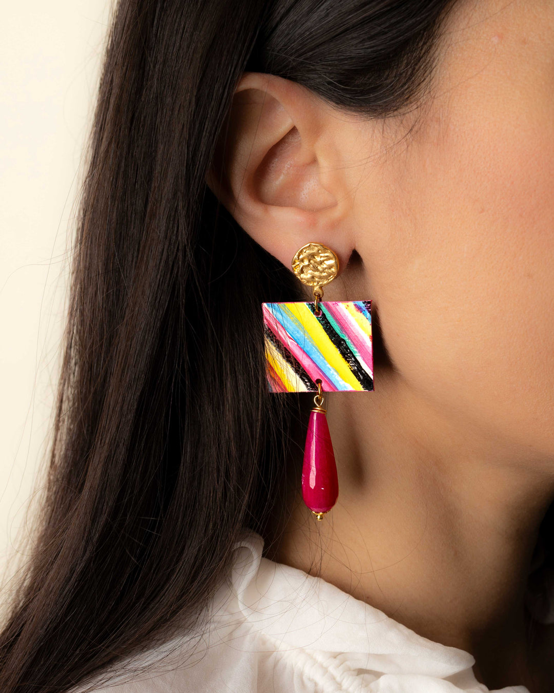 Orecchini Pennellate a Colori   Quadrato