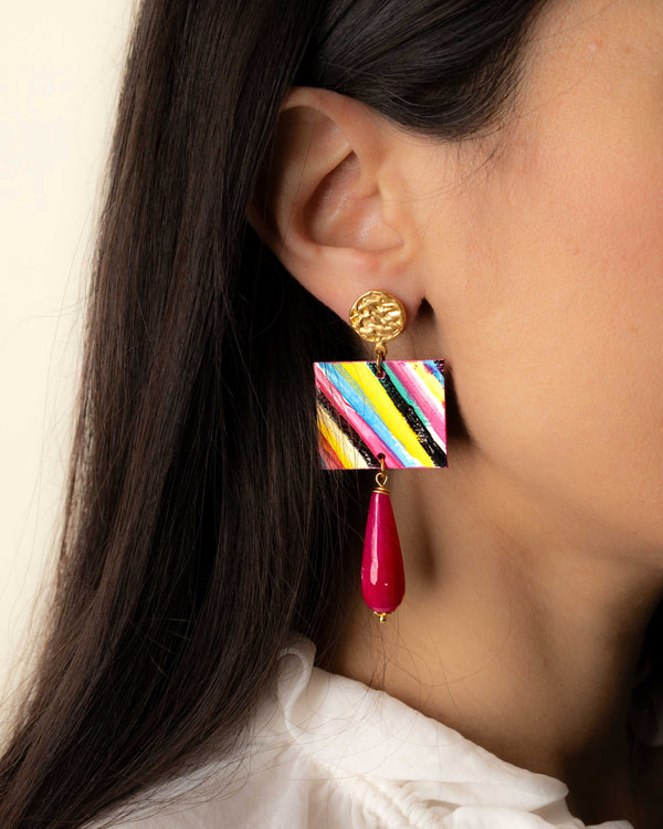 Orecchini Pennellate a Colori   Quadrato